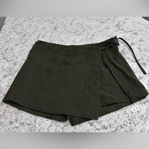 SHEIN Olive Green Wrap Skort Side Tie High Waist Size L
